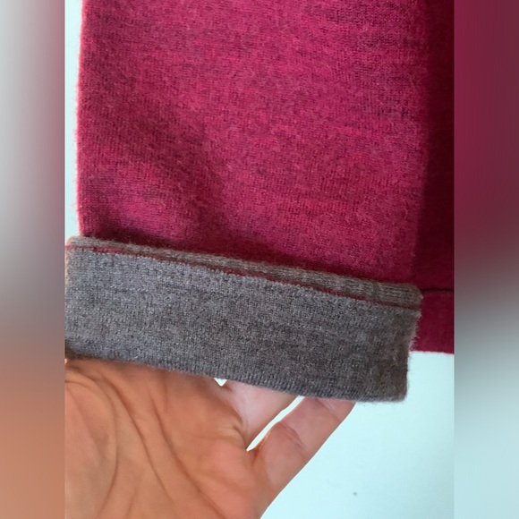 Eileen Fisher jacket pea coat EUC M merino wool berry contrast cuff - Picture 3 of 5